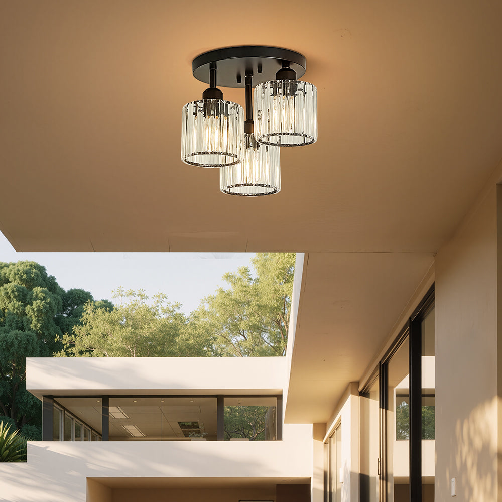 Moderne Kristallen Semi Flush Plafondlamp Voor Slaapkamer