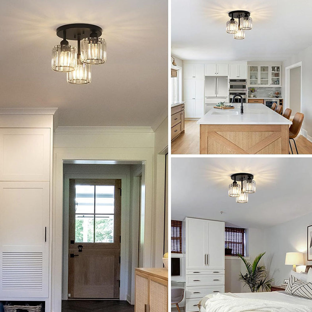 Moderne Kristallen Semi Flush Plafondlamp Voor Slaapkamer