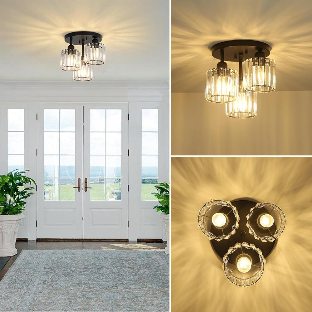 Moderne Kristallen Semi Flush Plafondlamp Voor Slaapkamer