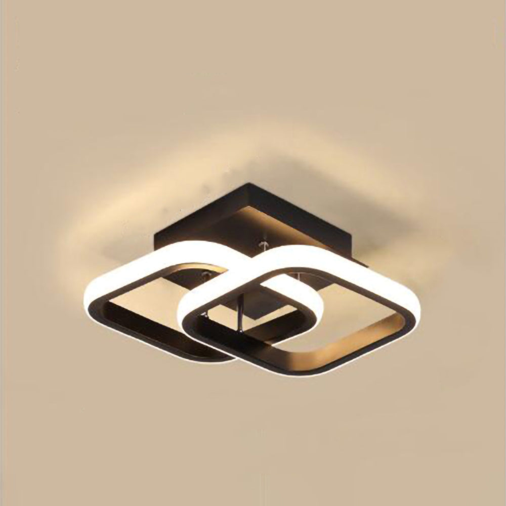 Moderne Witte Metalen LED Plafondlamp Energiezuinig Zwart Vierkant D24 cm * H20 cm 3 Kleurverandering geregeld door schakelaar