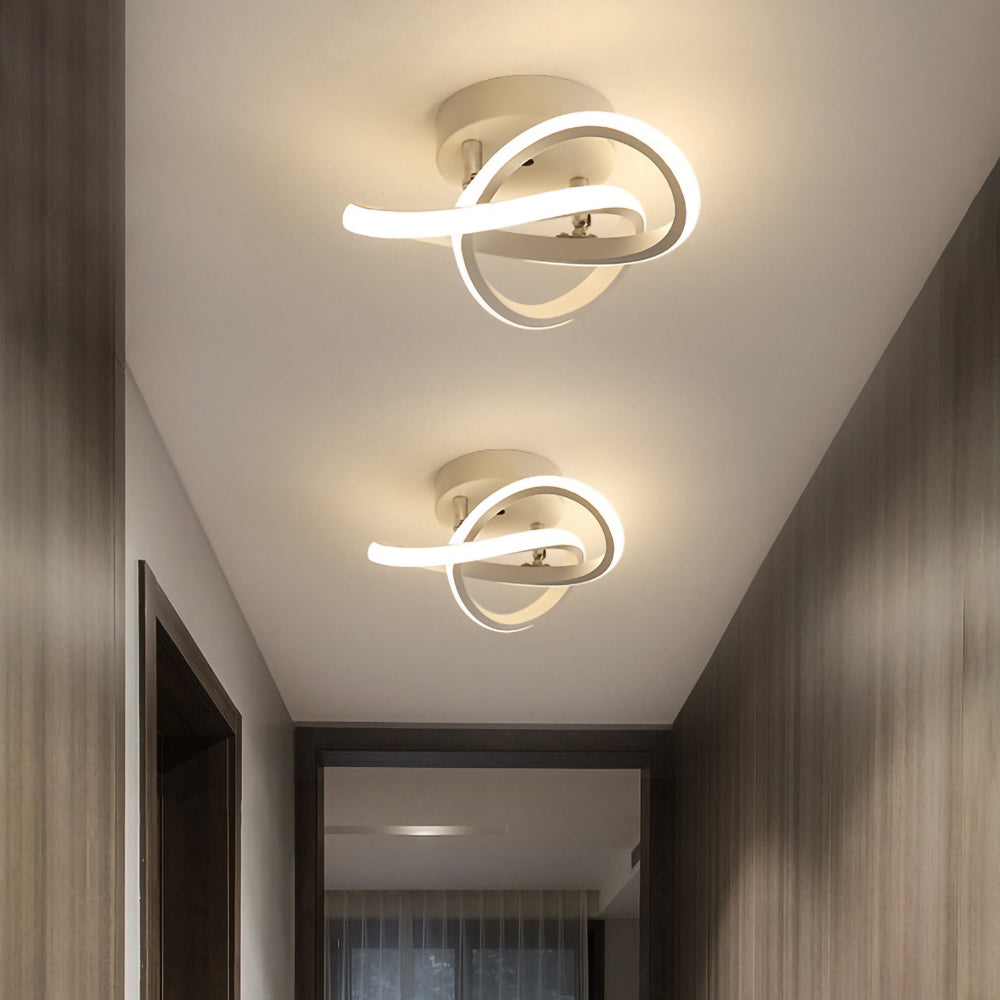 Moderne Witte Metalen LED Plafondlamp Energiezuinig Wit Klaver D25cm*H12cm 3 Kleurverandering geregeld door schakelaar
