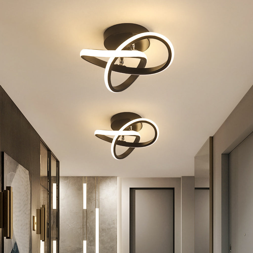 Moderne Witte Metalen LED Plafondlamp Energiezuinig Zwart Klaver D25cm*H12cm 3 Kleurverandering geregeld door schakelaar