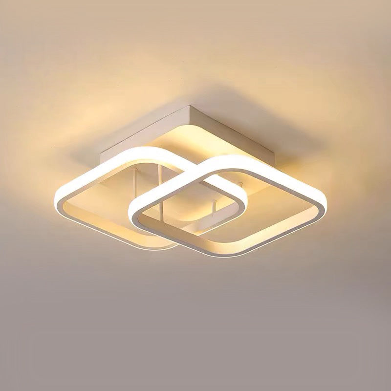 Moderne Witte Metalen LED Plafondlamp Energiezuinig Wit Vierkant D24 cm * H20 cm 3 Kleurverandering geregeld door schakelaar