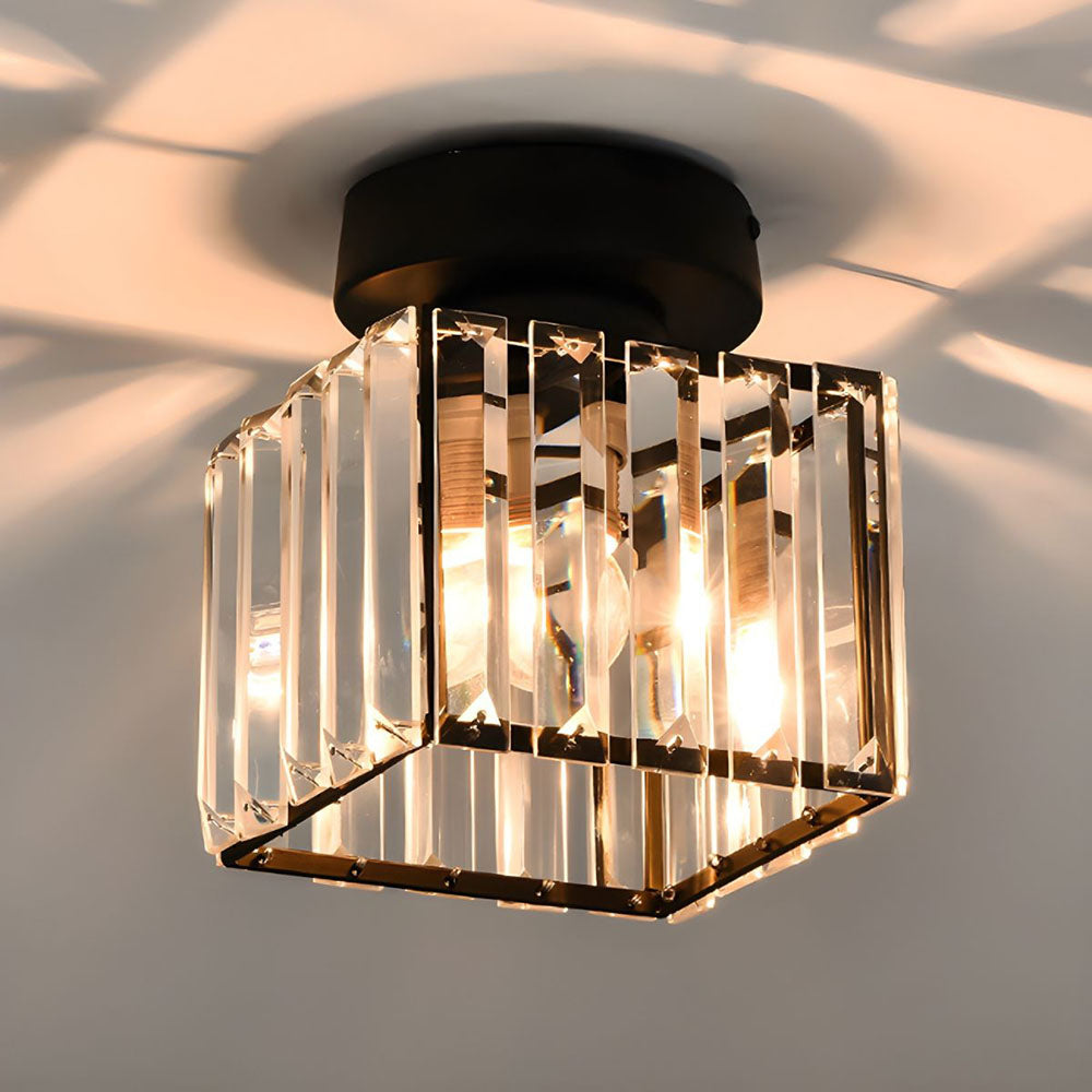 Moderne Zwarte Plafondlamp Met Eén Lichtbron Voor Hal Zwart Vierkant (D20*20CM)