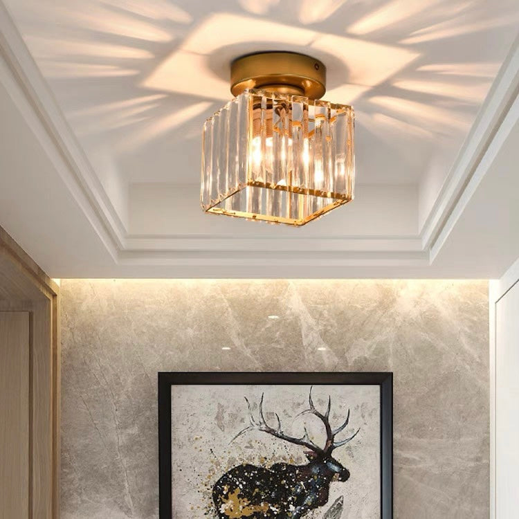 Moderne Zwarte Plafondlamp Met Eén Lichtbron Voor Hal Goud Vierkant (D13*17CM)