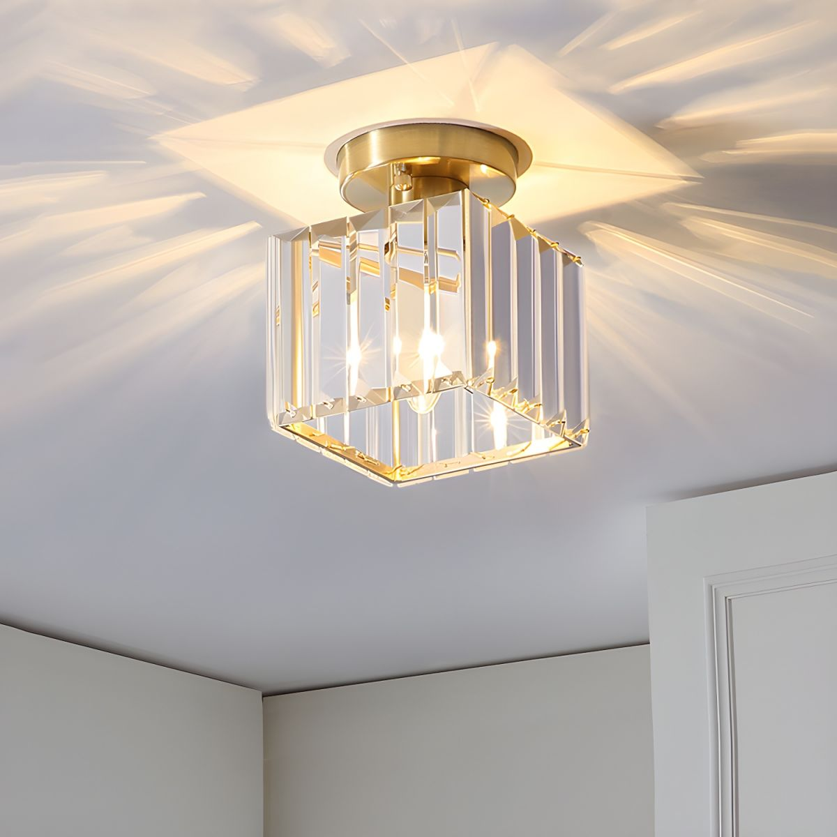 Moderne Zwarte Plafondlamp Met Eén Lichtbron Voor Hal Goud Vierkant (D20*20CM)