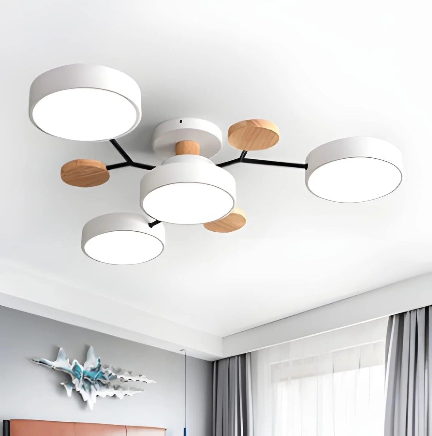 Moderne Ronde LED Kroonluchter Van IJzer Voor Woonkamer Wit