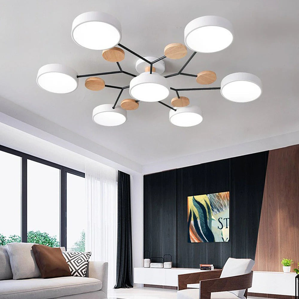 Moderne Ronde LED Kroonluchter Van IJzer Voor Woonkamer Wit