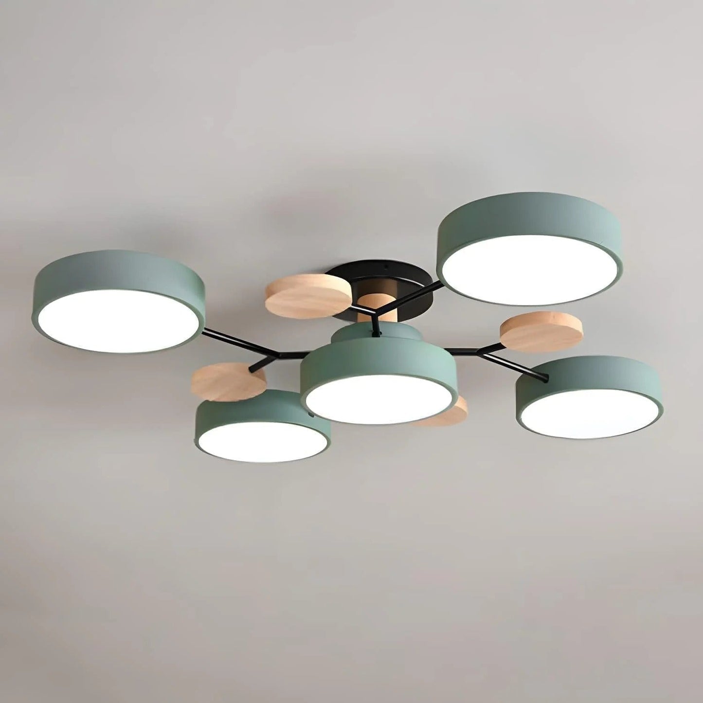 Moderne Ronde LED Kroonluchter Van IJzer Voor Woonkamer Groen