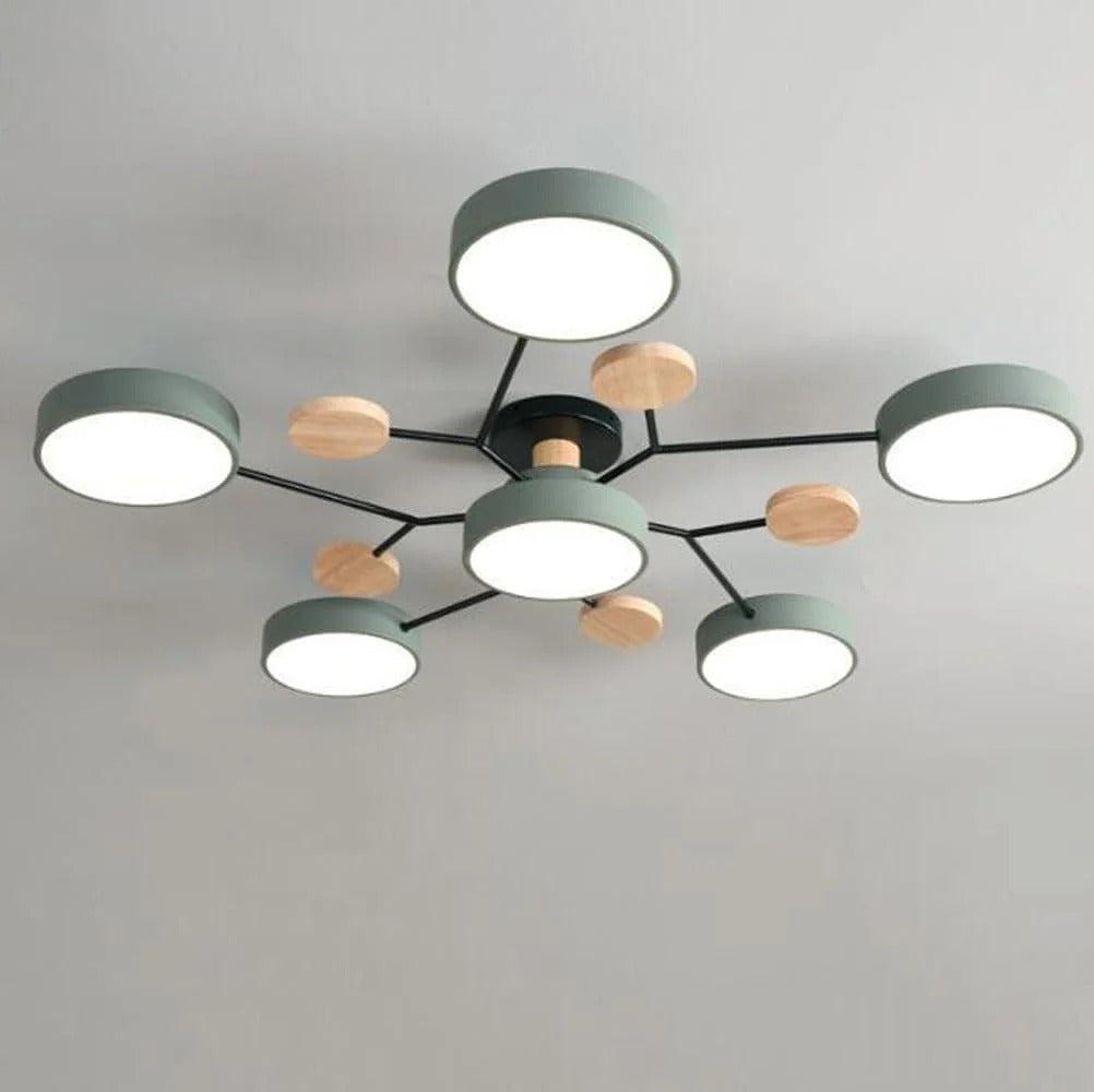Moderne Ronde LED Kroonluchter Van IJzer Voor Woonkamer Groen