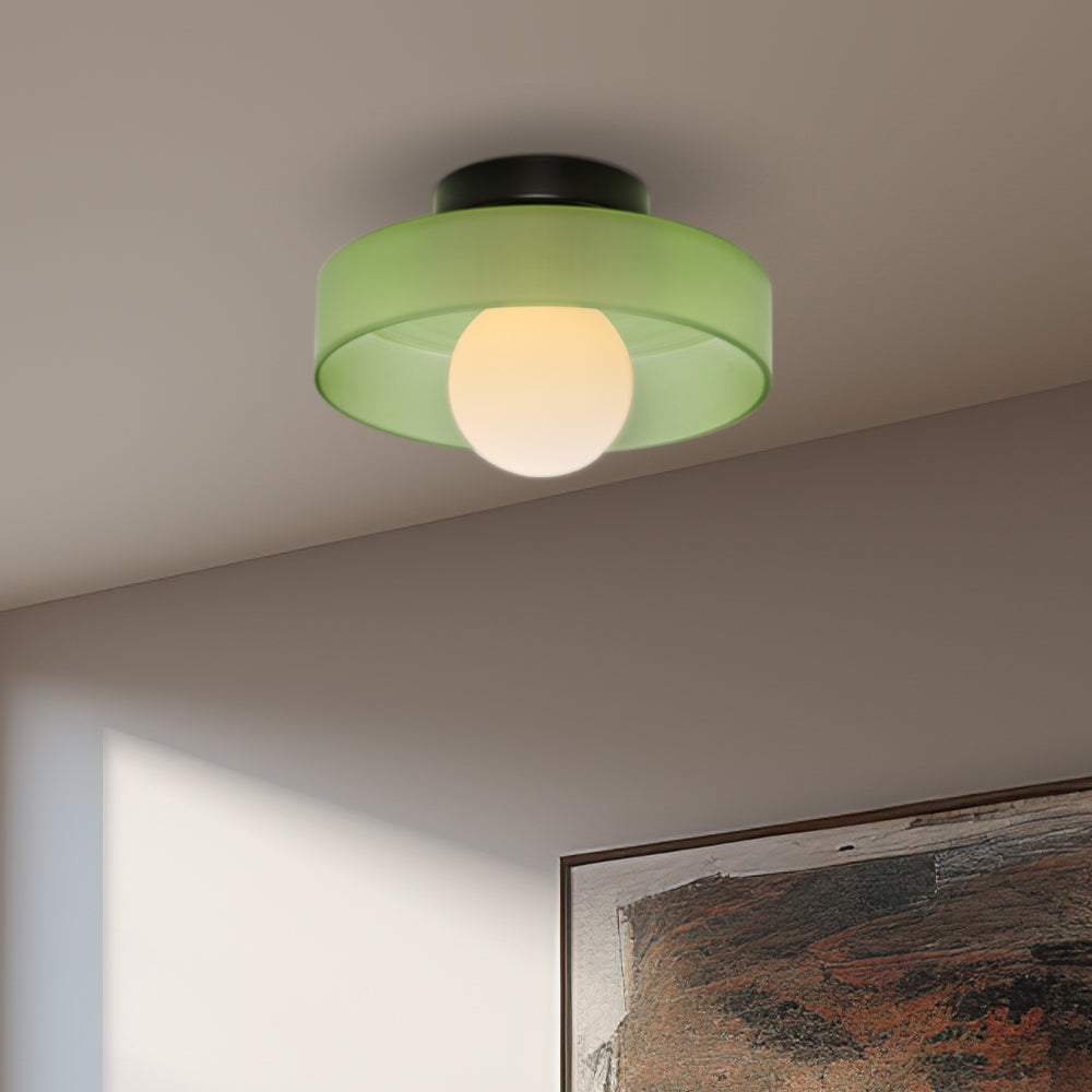 Moderne Ronde Plafondlamp Voor Keuken Met Helder Licht Matgroen D35*H15cm