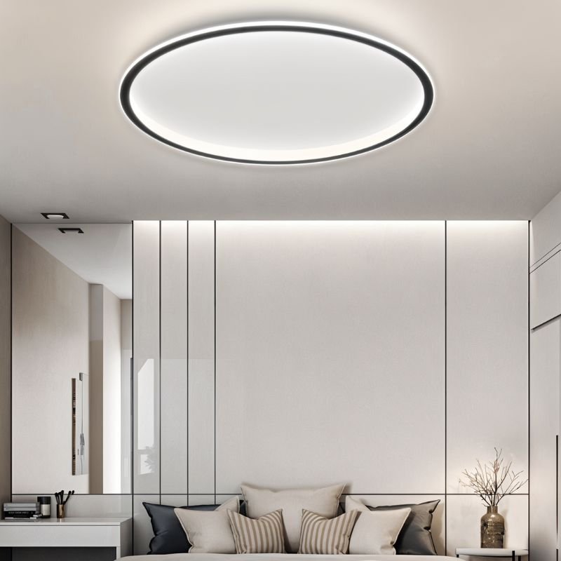 Moderne Ultradunne Ronde Lage Plafondlamp Voor Interieur Zwart