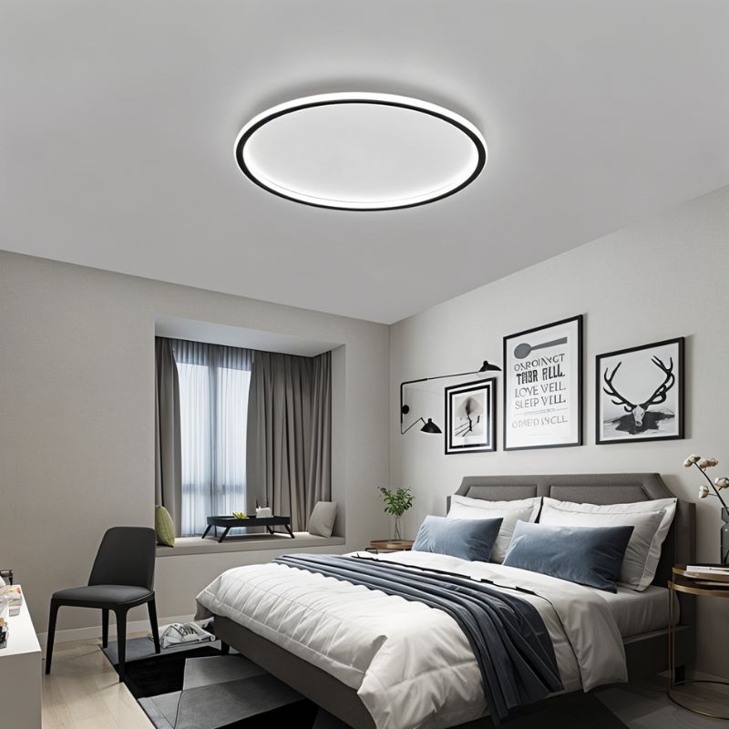 Moderne Ultradunne Ronde Lage Plafondlamp Voor Interieur Zwart