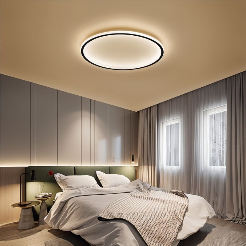 Moderne Ultradunne Ronde Lage Plafondlamp Voor Interieur Zwart