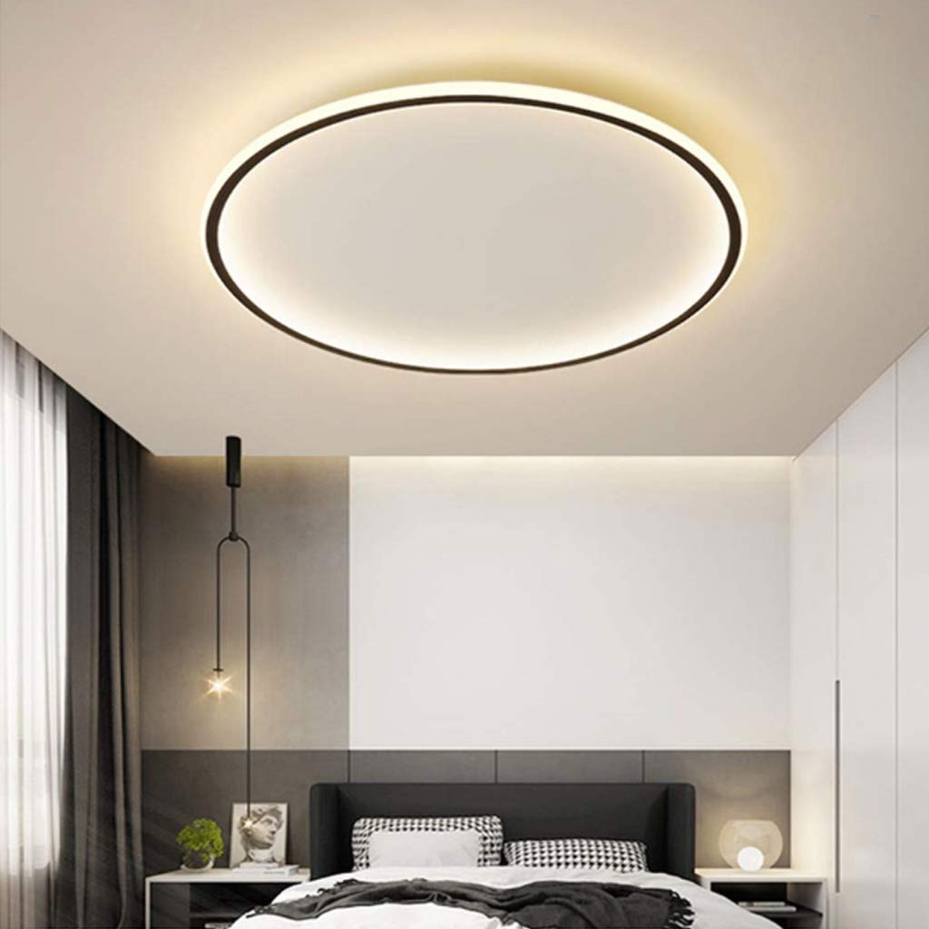 Moderne Ultradunne Ronde Lage Plafondlamp Voor Interieur Zwart D50cm*H5cm