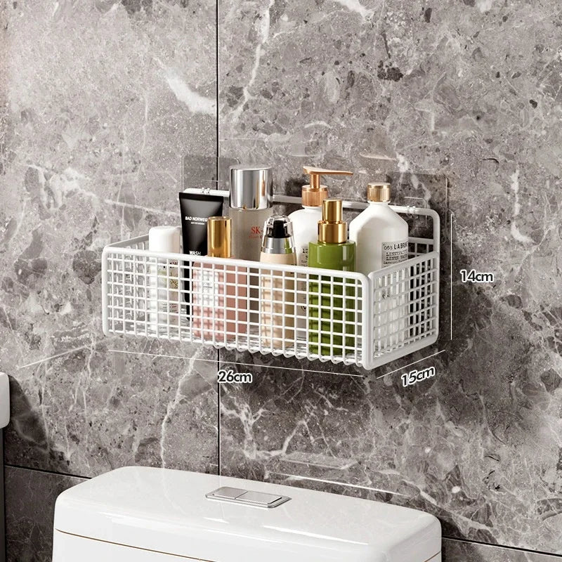 Multifunctionele Badkamer Organizer met Muurbevestiging Zwart Wit Wit-M-1PC