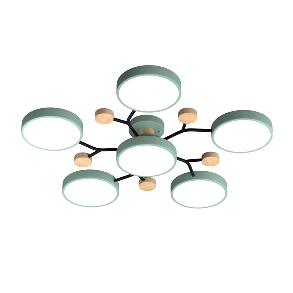 Murray Macaron Moleculaire LED-plafondlamp Groente 6 hoofden Warm licht