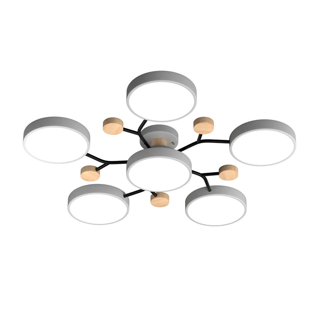 Murray Macaron Moleculaire LED-plafondlamp Grijs 6 hoofden Warm licht