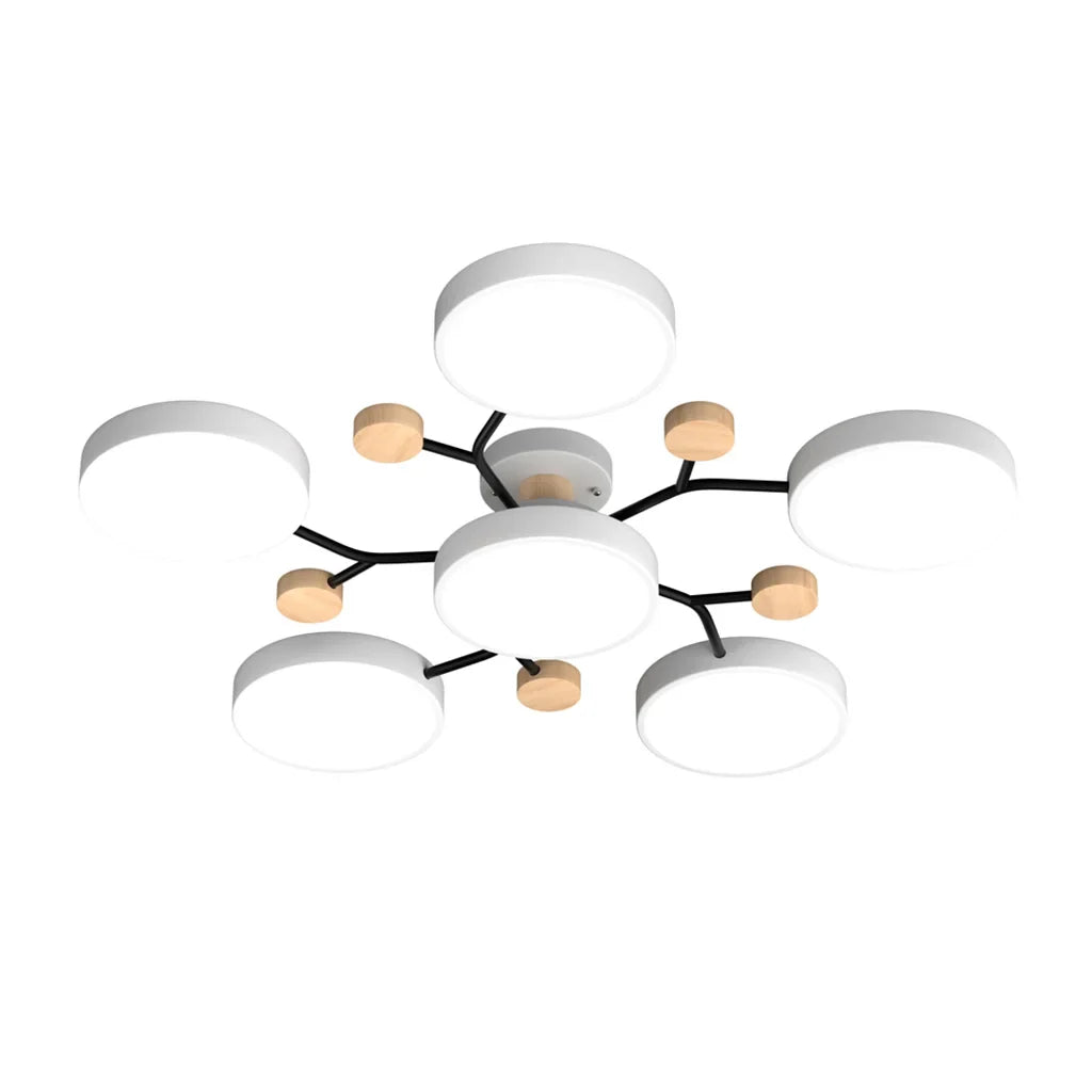 Murray Macaron Moleculaire LED-plafondlamp Wit 6 hoofden Warm licht