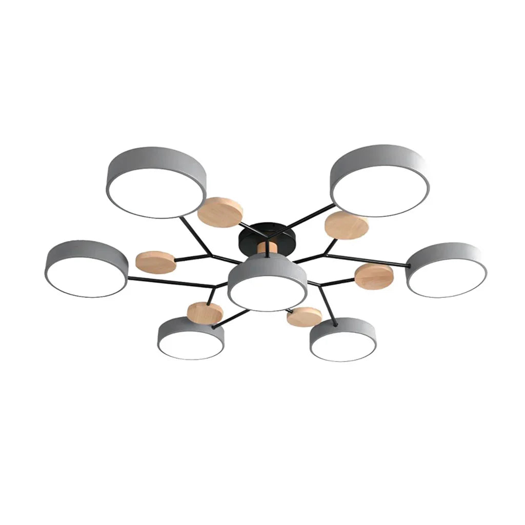 Murray Macaron Moleculaire LED-plafondlamp Grijs 7 hoofden Warm licht