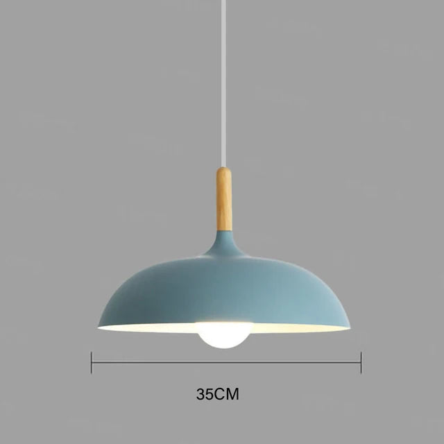 Plafondlamp Scandinavisch Eikenhout Met LED Verlichting Blauw