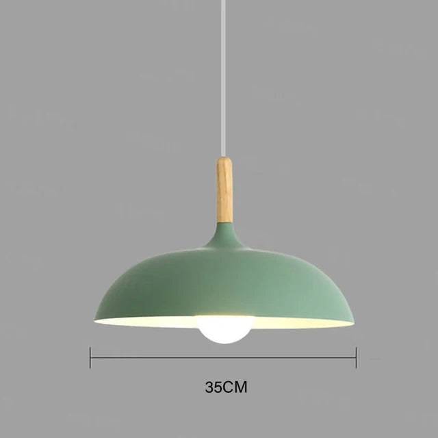 Plafondlamp Scandinavisch Eikenhout Met LED Verlichting Groen