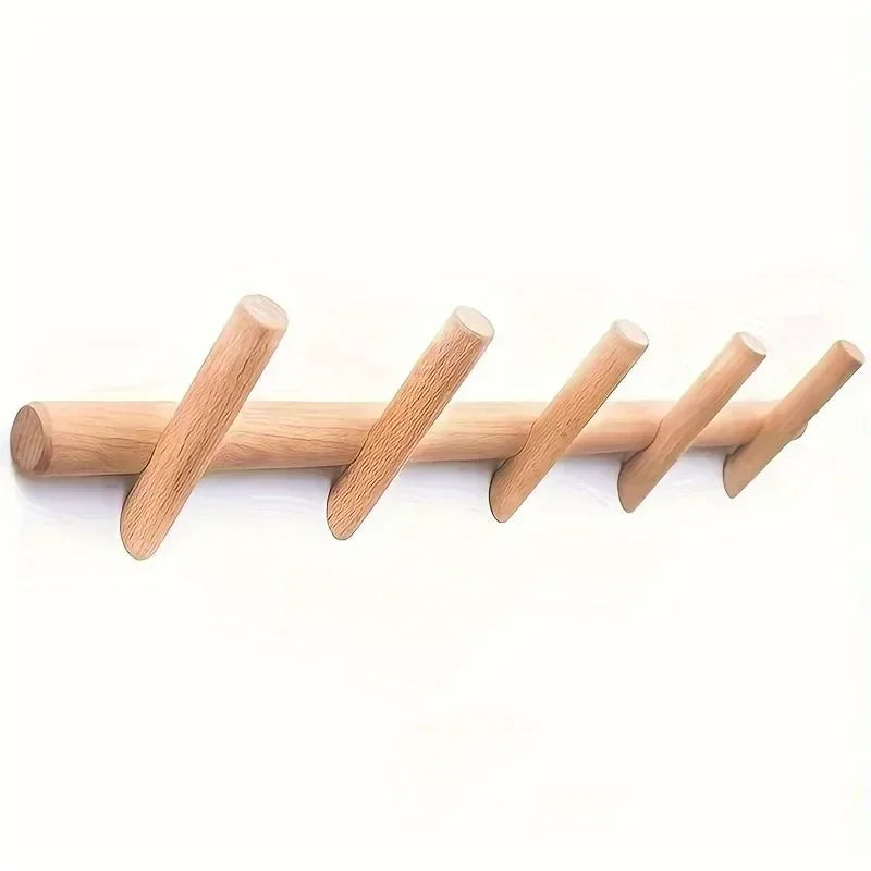 Nordic Houten Wandkapstok met 4 of 5 Haken voor Muurmontage