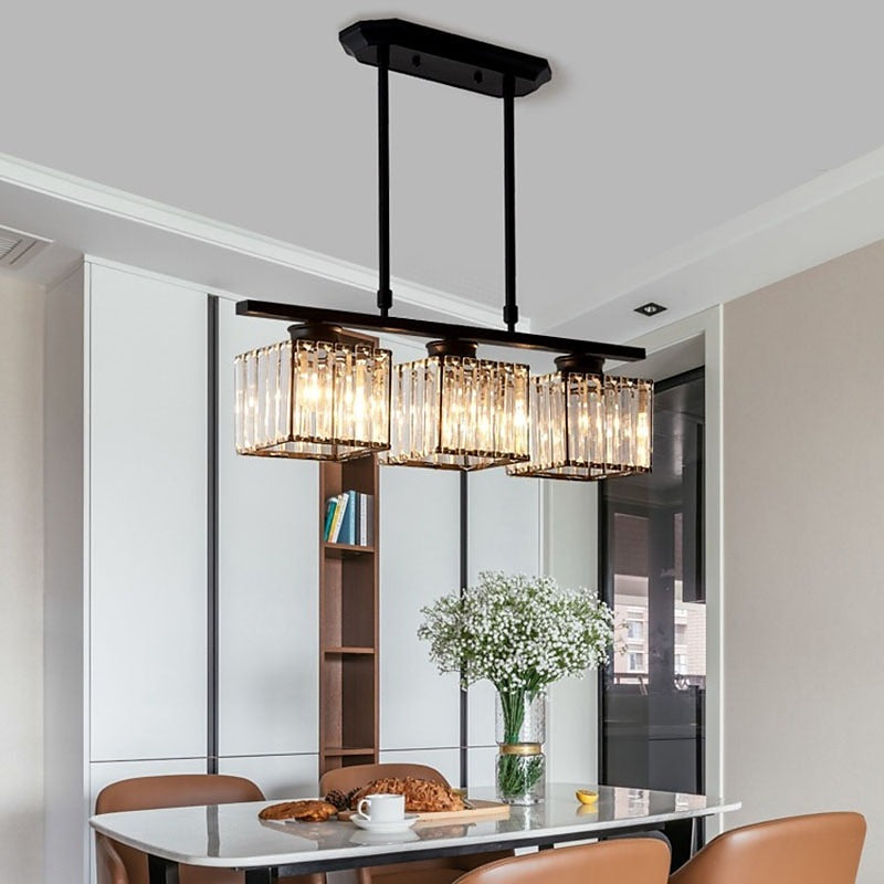 Nordic Multi Head Lange Glazen Eilandlamp Voor Keuken