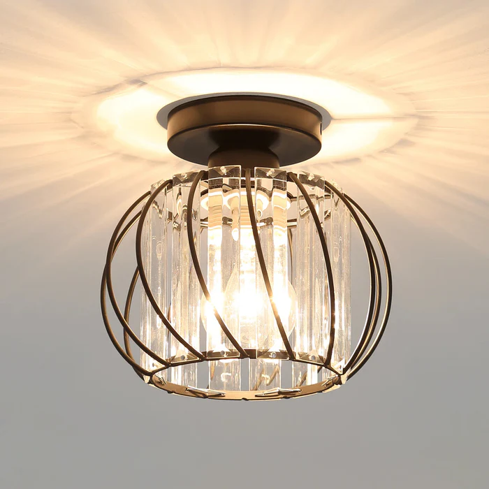 Nordic Eenvoudige Bolvormige Glazen Hal Hanglamp Modern Plafondlamp Zwart D16*H16cm