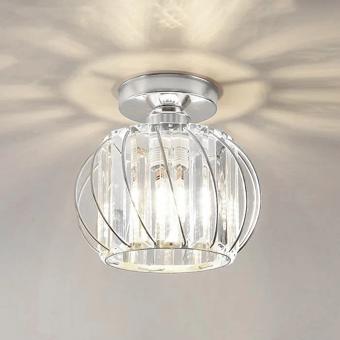 Nordic Eenvoudige Bolvormige Glazen Hal Hanglamp Modern Plafondlamp Zilver D16*H16cm