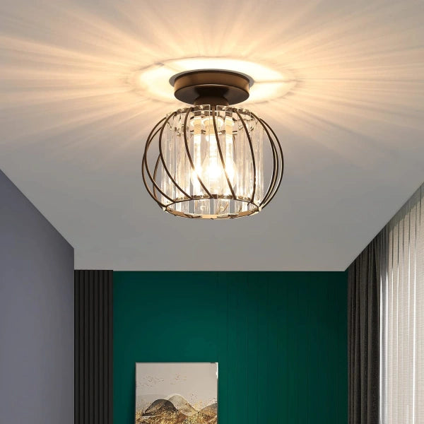 Nordic Luxe Glazen Plafondlamp Voor Hal Zwart Scandinavisch Zwart D23*H15cm