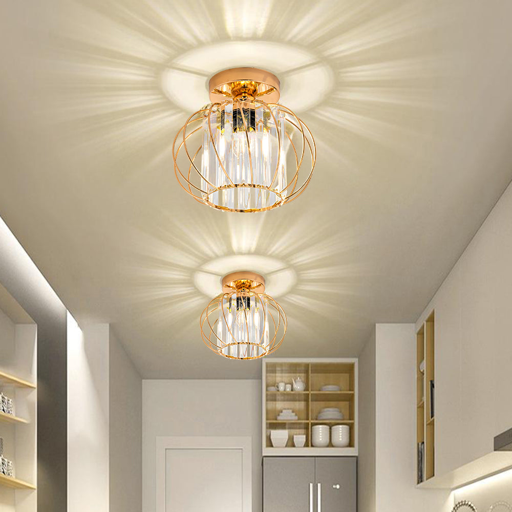 Nordic Luxe Glazen Plafondlamp Voor Hal Zwart Scandinavisch Goud