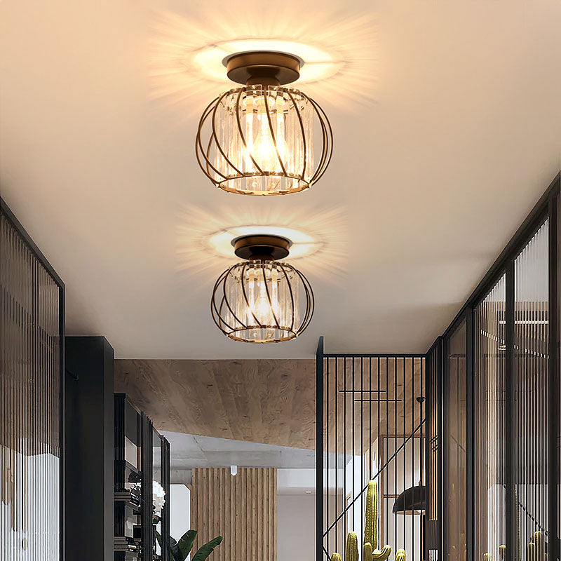 Nordic Luxe Glazen Plafondlamp Voor Hal Zwart Scandinavisch