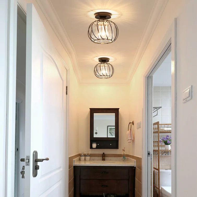 Nordic Luxe Glazen Plafondlamp Voor Hal Zwart Scandinavisch