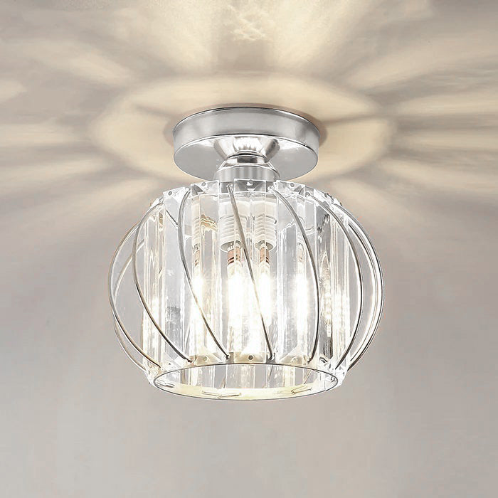Nordic Luxe Glazen Plafondlamp Voor Hal Zwart Scandinavisch Zilver D16*H16cm