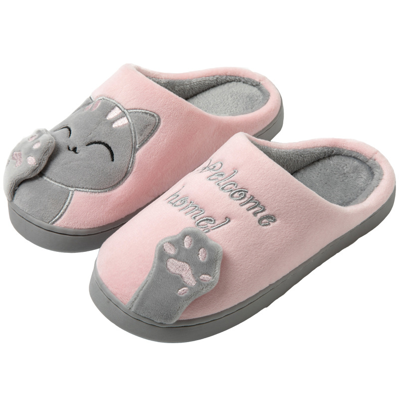 Dames Pantoffels met Katten - Zachte Sloffen & Huisschoenen Roze Grijs 2