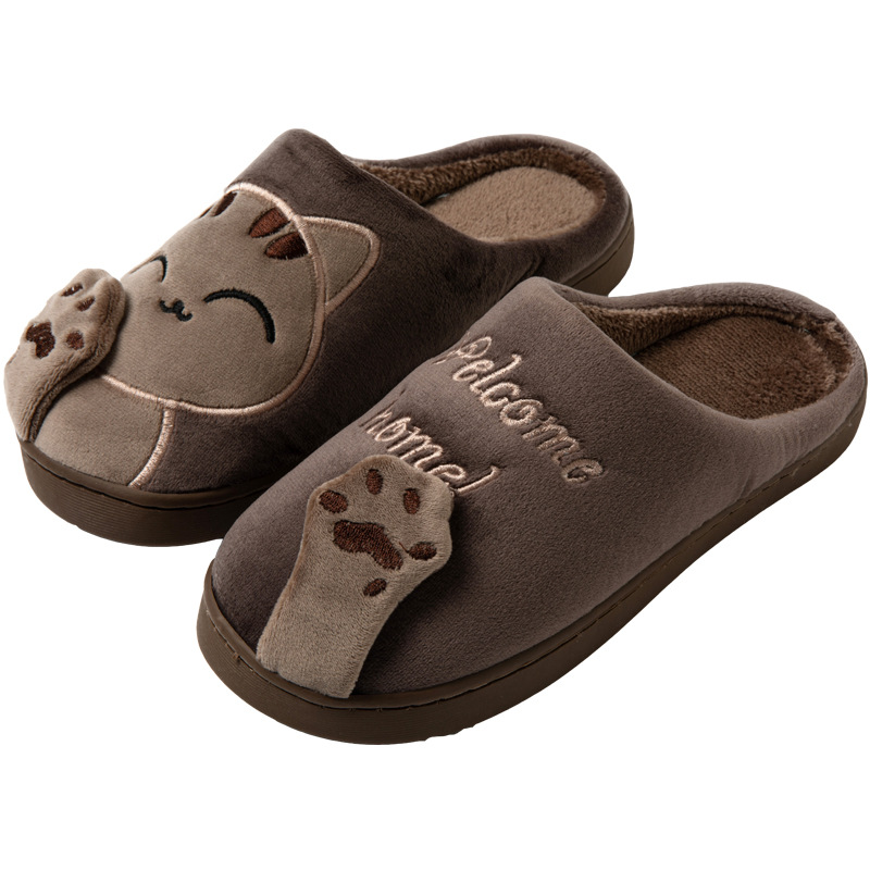 Dames Pantoffels met Katten - Zachte Sloffen & Huisschoenen Bruin