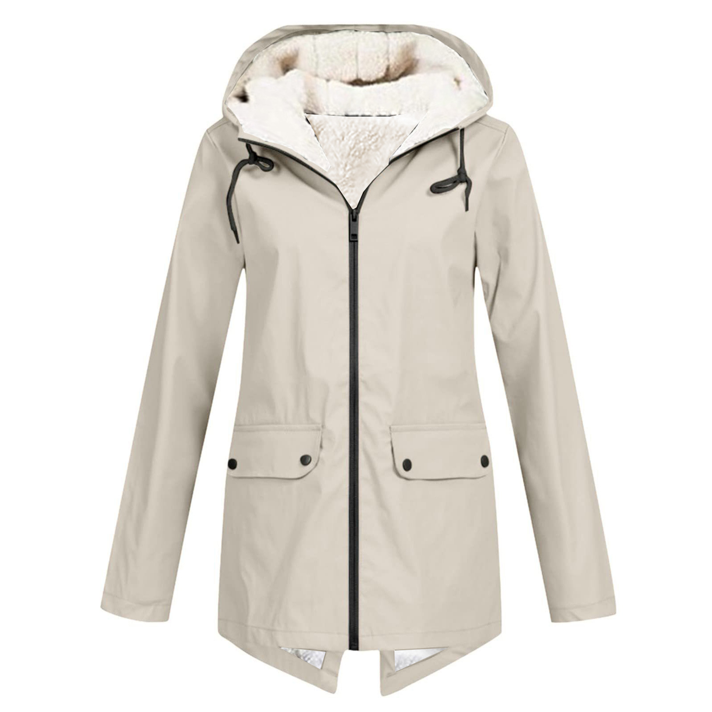 Dames Winter Waterdichte Trenchcoat met Capuchon & Zakken Beige