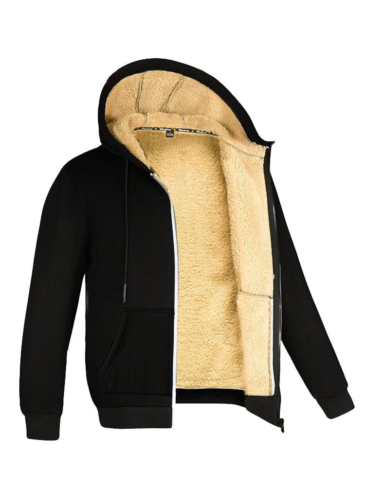 Fleece Vest Met Bontvoering Polar Heren Warm Comfort - Winterjas Heren Zwart