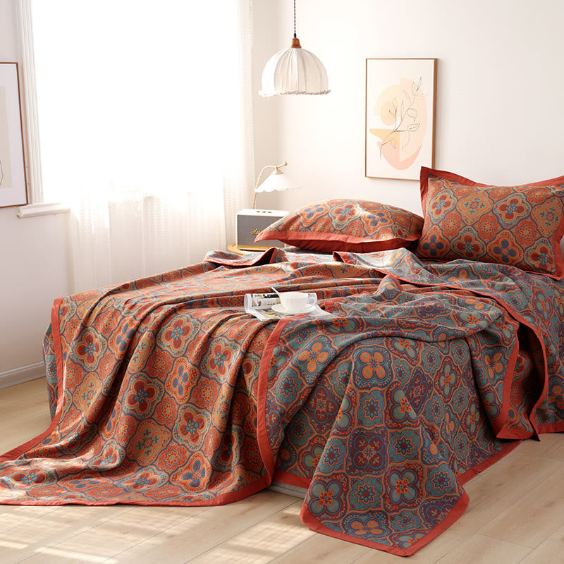 Omkeerbare Katoenen Quilt Met Bloemblaadjespatroon