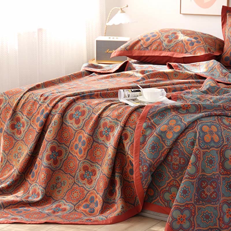 Omkeerbare Katoenen Quilt Met Bloemblaadjespatroon