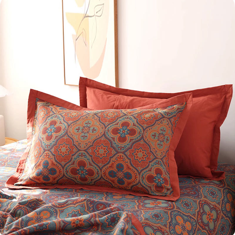 Omkeerbare Katoenen Quilt Met Bloemblaadjespatroon