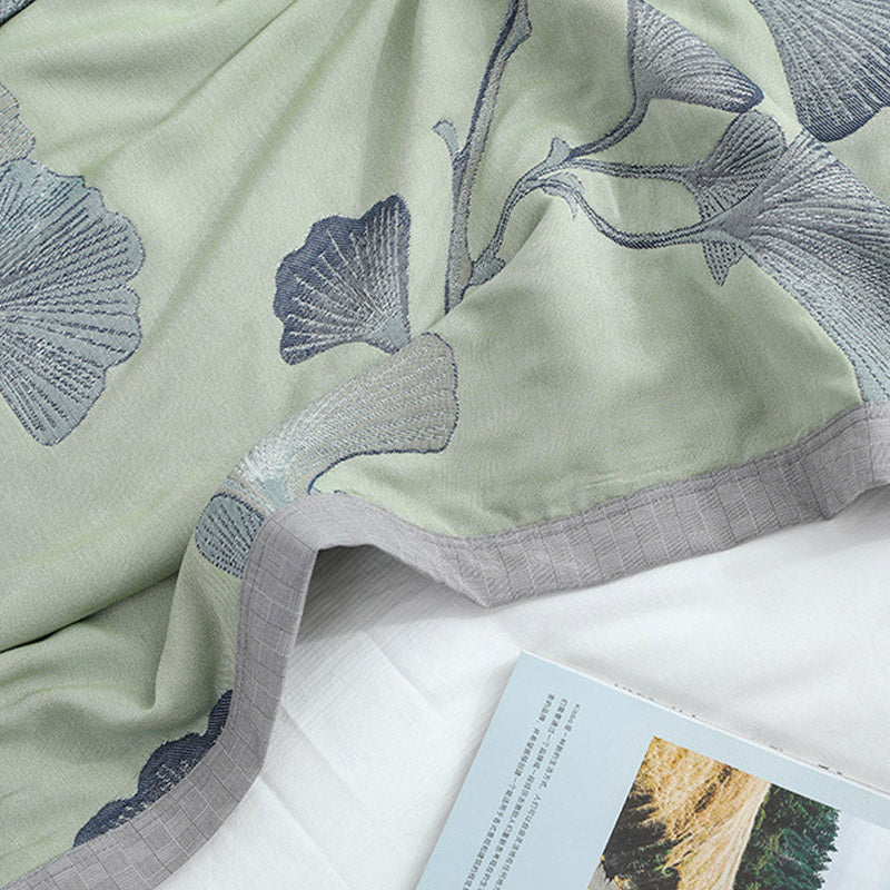 Omkeerbare Deken Met Ginkgo Blad Katoengaas Voor Zomer