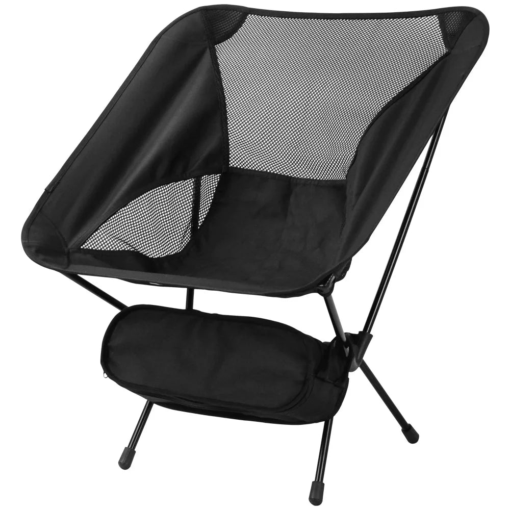 Opvouwbare Campingstoel Aluminium Lichtgewicht en Compact zwart