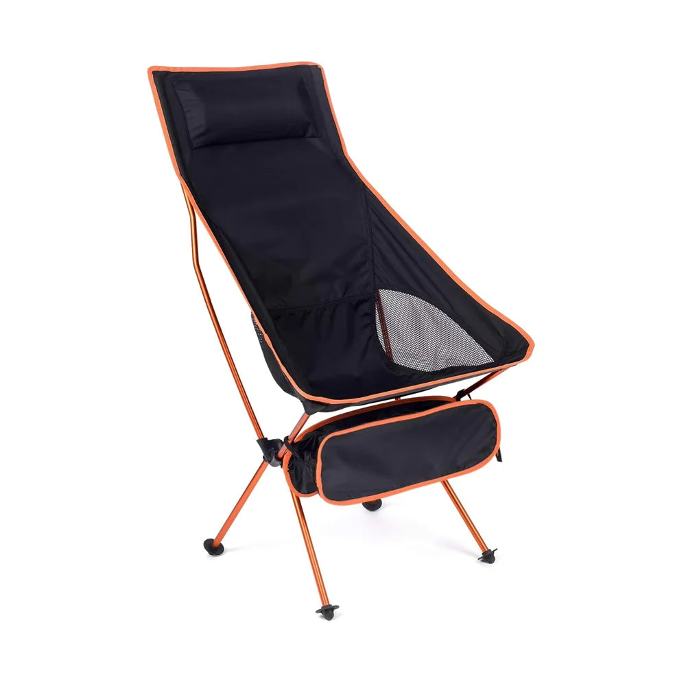 Opvouwbare Campingstoel Aluminium Lichtgewicht en Compact lang-oranje