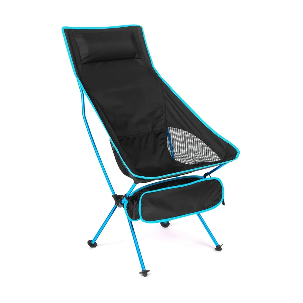 Opvouwbare Campingstoel Aluminium Lichtgewicht en Compact lang-lichtblauw