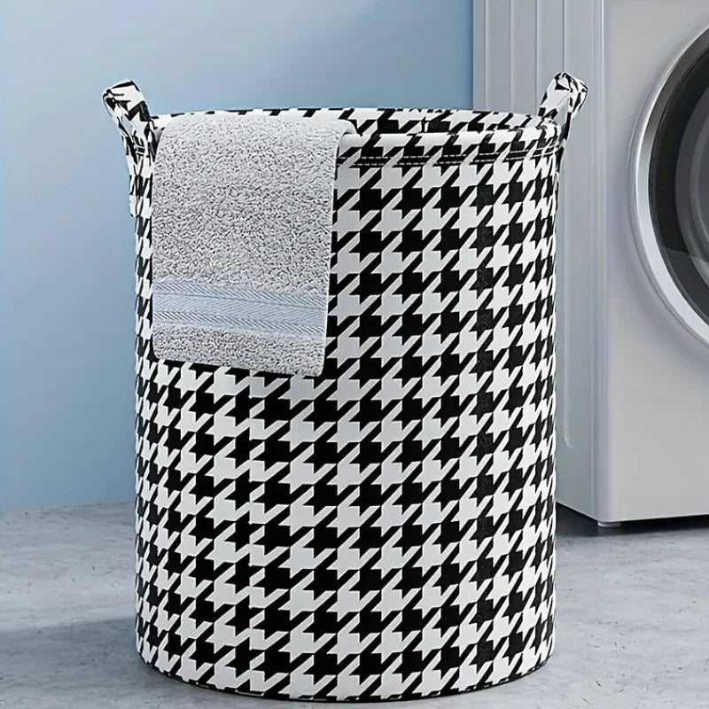 Opvouwbare Wasmand Zwart met Handvat voor Stijlvolle Opberging
