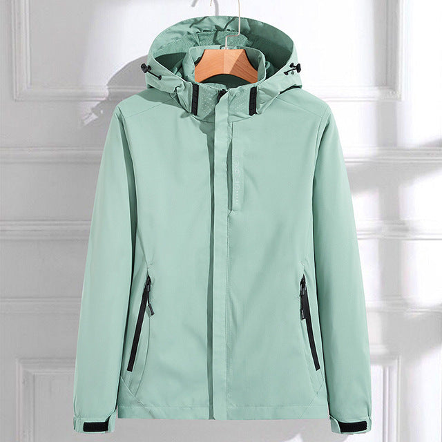 Dames Elegante Regenjacke Met Kapuze Waterdicht Licht Mintgroen