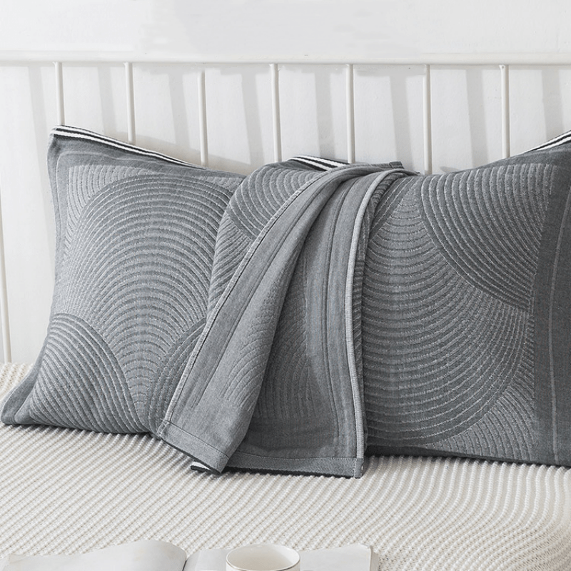 Ademend Cirkel Streep Kussenhoes En Handdoek Set Voor Hygiëne Grijs 52 cm x 75 cm