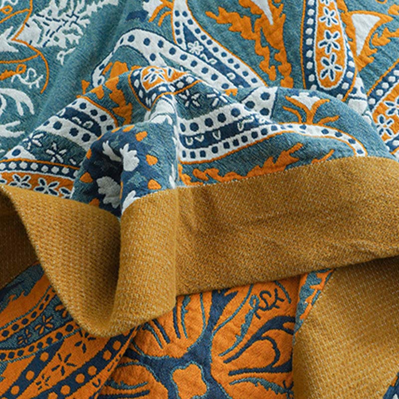 Donker Cyaan Dubbelzijdige Bloemen Katoenen Quilt Decoratie
